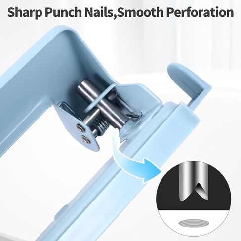 2 Hole Punch, Metal Blue Two Hole Punch for Crafts, 8 Sheet Capacity, Adjustable Manual Paper Puncher Office Punchers for A4/A5/B5 Looseleaf Book and Home Supplies in Saudi Arabia