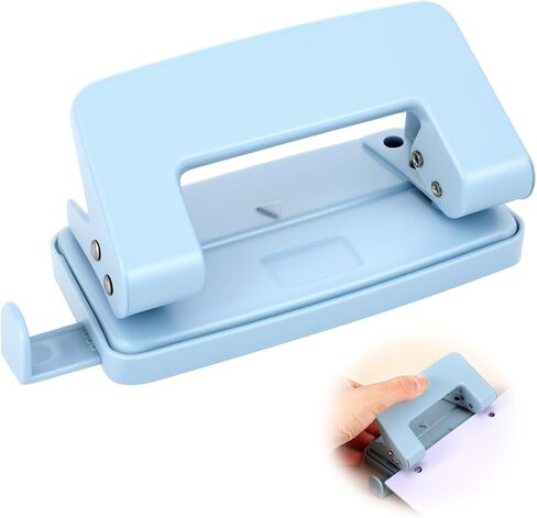 2 Hole Punch, Metal Blue Two Hole Punch for Crafts, 8 Sheet Capacity, Adjustable Manual Paper Puncher Office Punchers for A4/A5/B5 Looseleaf Book and Home Supplies in Saudi Arabia