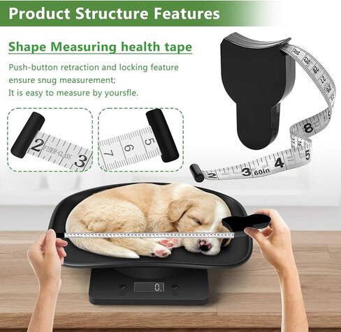 مقياس الحيوانات الأليفة الرقمي من LYTDMSKY، مستلزمات إنجاب الجراء حديثي الولادة، مقياس حيوانات صغير دقيق للجراء/القطط/الكلاب/القطط/القنفذ، مقياس LCD متعدد الوظائف مع شريط قياس، بحد أقصى 22 رطل in Kuwait