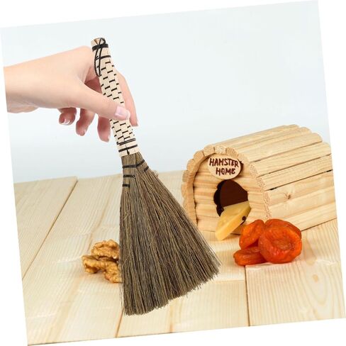 1pc Small Hand Woven Broom Cleaning Tool for Pet Cage Soft Bristle Brush Hamster Cage Broom Random Color in Saudi Arabia