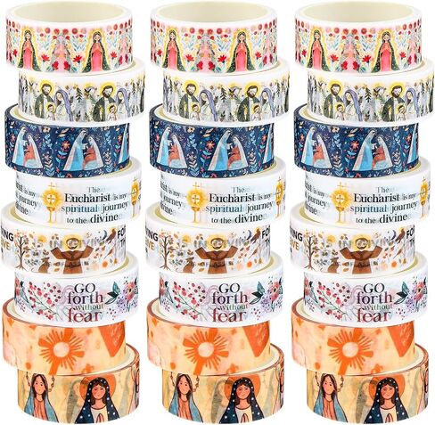 Janlaugh 24 Rolls Washi Tape Gifts Set Bulk Religious Inspirational Scripture Decorative Multicolor Washi Tape for Bible Journaling Crafting Stationery Scrapbooking in Saudi Arabia