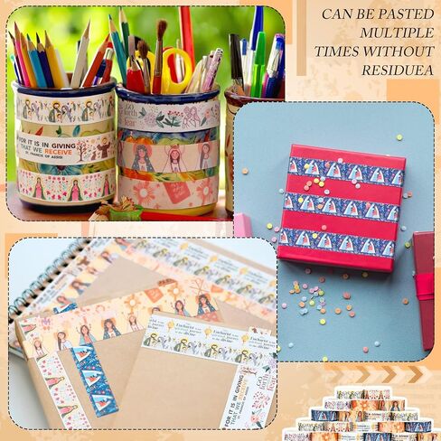 Janlaugh 24 Rolls Washi Tape Gifts Set Bulk Religious Inspirational Scripture Decorative Multicolor Washi Tape for Bible Journaling Crafting Stationery Scrapbooking in Saudi Arabia