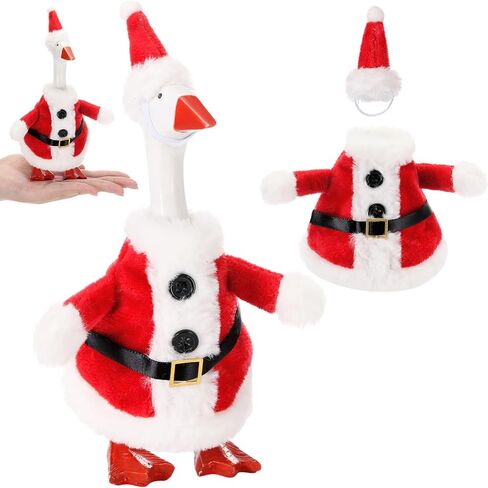 Abbylike Christmas Mini Desk Goose Outfit 7 Inch Magnetic Silly Goose تمثال سانتا لفريق الشتاء عيد الميلاد العطلة Duck Duck Decore Decore (Classic Red White) in Kuwait