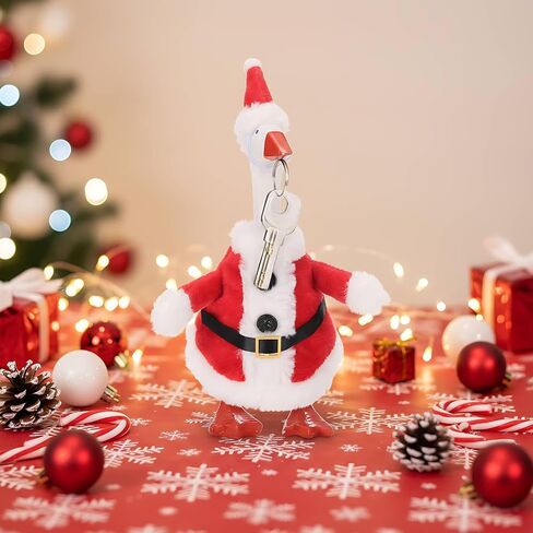 Abbylike Christmas Mini Desk Goose Outfit 7 Inch Magnetic Silly Goose تمثال سانتا لفريق الشتاء عيد الميلاد العطلة Duck Duck Decore Decore (Classic Red White) in Kuwait