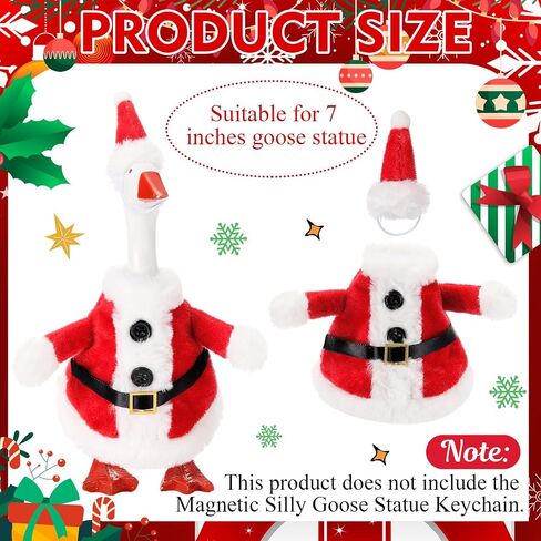 Abbylike Christmas Mini Desk Goose Outfit 7 Inch Magnetic Silly Goose تمثال سانتا لفريق الشتاء عيد الميلاد العطلة Duck Duck Decore Decore (Classic Red White) in Kuwait