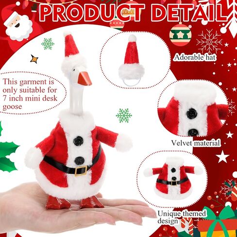 Abbylike Christmas Mini Desk Goose Outfit 7 Inch Magnetic Silly Goose تمثال سانتا لفريق الشتاء عيد الميلاد العطلة Duck Duck Decore Decore (Classic Red White) in Kuwait