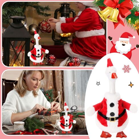 Abbylike Christmas Mini Desk Goose Outfit 7 Inch Magnetic Silly Goose تمثال سانتا لفريق الشتاء عيد الميلاد العطلة Duck Duck Decore Decore (Classic Red White) in Kuwait