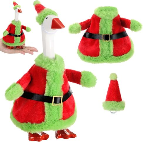 Abbylike Christmas Mini Desk Goose Outfit 7 Inch Magnetic Silly Goose Statue Santa Outfit for Winter Christmas Holiday Magnetic Duck Statue Desk keyholder Decor(Classic Red White) in Saudi Arabia