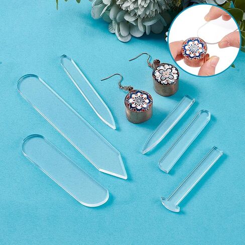 Benecreat 6 Styles Pustrers Acrylic Modeers ، قالب مديو المجوهرات الصافية للأحجار الكريمة ، كابوشونات وضع يدوي وموزع مطرقة ، سميكة 5 ملم in Kuwait