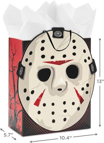 Hallmark Halloween Friday the 13th Gift Bag with Tissue Paper and Greeting Card (Jason Mask, Welcome to Camp Crystal Lake) in Saudi Arabia