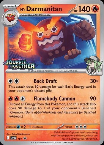 Pokemon - N’s Darmanitan SVP 181 - رحلة معا - Build & Battle Stamp - بطاقة الترويج الرقائق in Saudi Arabia