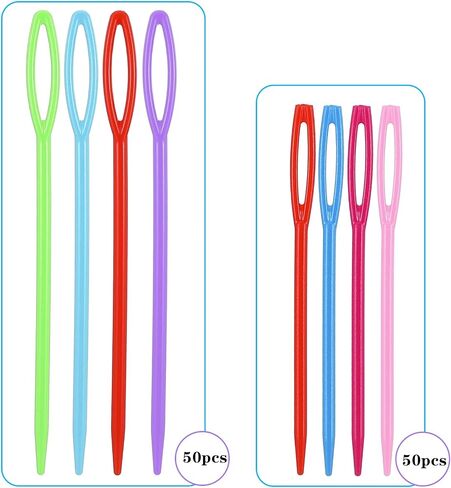 ymapinc 100pcs 2.76+3.54inch إبر خياطة بلاستيكية كبيرة ، إبر سلامة سلامة ملونة لخياطة الكروشيه ، إبرة النسيج للغزل ، اليدوية اليدوية المصنوعة يدويًا. in Saudi Arabia