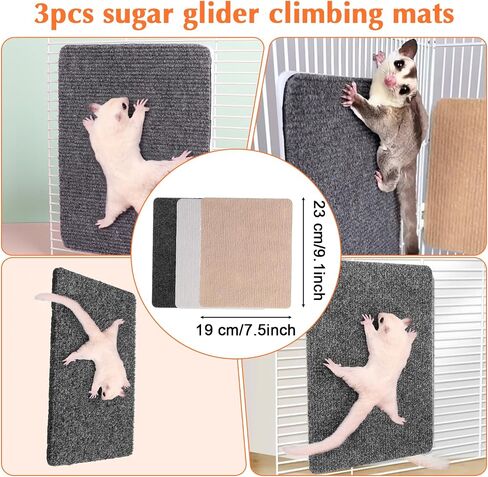 Yolev 3 Pcs Sugar Glider Cage Accessories,Sugar Glider Toys Climbing Mats 9 × 7.5 inch for Sharpening Claws, Small Pets Scratching Pads Climbing Toys for Cage Wall Furniture in Saudi Arabia