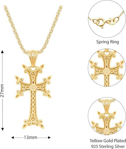 AFFY 14K Gold 925 Sterling Silver Armenian Cross Pendant Necklace in Saudi Arabia