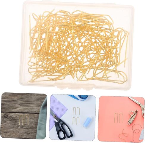 Artibetter 100Pcs U Shaped Fork Pins Durable Golden Metal Double Blocking Pins for Dressmaking Quilting and Upholstery Projects Includes Protective Storage Box for Easy Access in Saudi Arabia