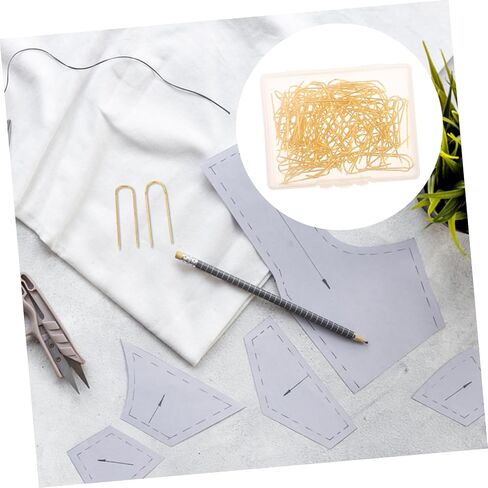 Artibetter 100Pcs U Shaped Fork Pins Durable Golden Metal Double Blocking Pins for Dressmaking Quilting and Upholstery Projects Includes Protective Storage Box for Easy Access in Saudi Arabia