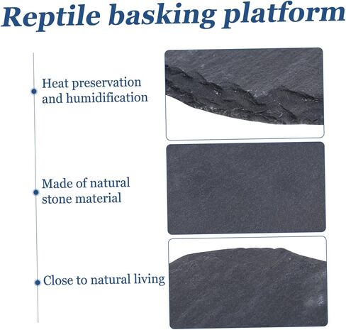 2Pcs Natural Stone Basking Platform for Reptiles Lizard Turtle Gecko Snake Feeding Dish Design for Habitat Decoration and Daily Use in Saudi Arabia