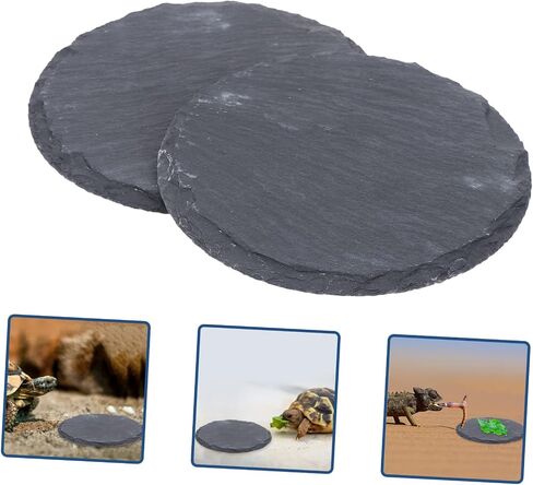 2Pcs Natural Stone Basking Platform for Reptiles Lizard Turtle Gecko Snake Feeding Dish Design for Habitat Decoration and Daily Use in Saudi Arabia