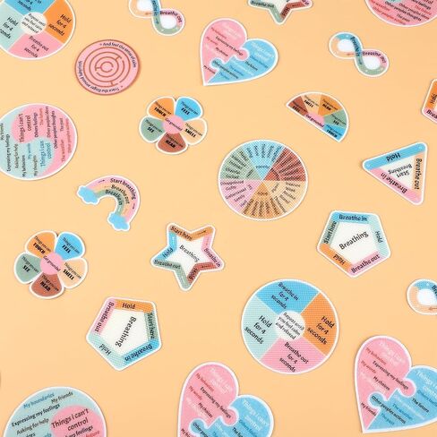 144 Pcs Breath Calm Anxiety Sensory Stickers Reusable Tactile Textured Mindfulness Sticker Fidget Silent Adhesive Sensory Strips for Christmas School Office Adult Teen Tension Student Classroom Supply in Saudi Arabia