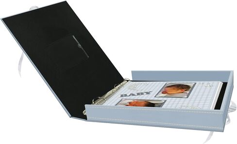 Pioneer Photo SBX12BB Pioneer 12 Inch by 12 Inch 3-Ring Leatherette Inset Frame and Ribbon Closure Memory Book Box, Baby Blue in Saudi Arabia