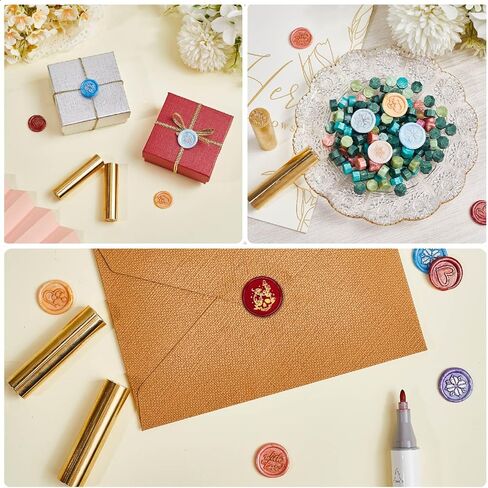 CRASPIRE Brass 2 Styles Pattern Headed Wax Seal Stamp 15mm Mini Copper Star Wax Seal Stamps Logo Sealing for Wedding Invitation Wine Decoration Envelopes Christmas Graduation Gift Wrapping DIY in Kuwait