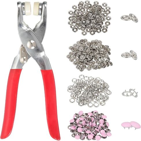 HARFINGTON 200Set Metal Snap Button Kit 10mm Solid Prong Snap Buttons Fasteners with Fastener Pliers for Sewing Fabric Leather Clothing Crafting, Purple in Kuwait