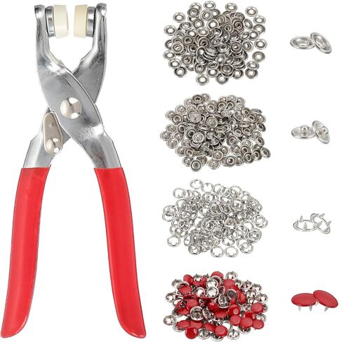 HARFINGTON 200Set Metal Snap Button Kit 10mm Solid Prong Snap Buttons Fasteners with Fastener Pliers for Sewing Fabric Leather Clothing Crafting, Purple in Kuwait