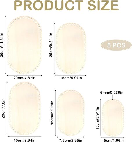 5 PCS Wooden Bag Bottom Wooden Basket Bottom Oval Natural Wood Base Shaper Art Wood Knitting Base Shapers for DIY Basket Craft Weaving Making Supplies in Saudi Arabia