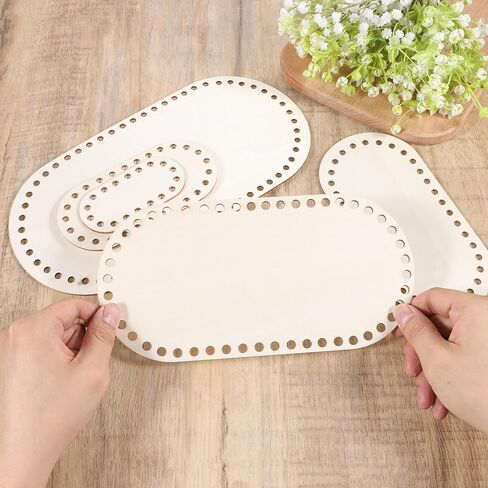 5 PCS Wooden Bag Bottom Wooden Basket Bottom Oval Natural Wood Base Shaper Art Wood Knitting Base Shapers for DIY Basket Craft Weaving Making Supplies in Saudi Arabia