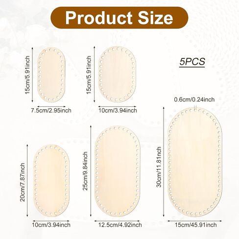 Ymapinc 5 Sizes Wooden Base for Crochet Basket,5 PCS Oval Shap Moses Basket Base for Crochet,Wood Bases for DIY Knitting & Crafting Supplies Bassinets & Home Decor in Saudi Arabia