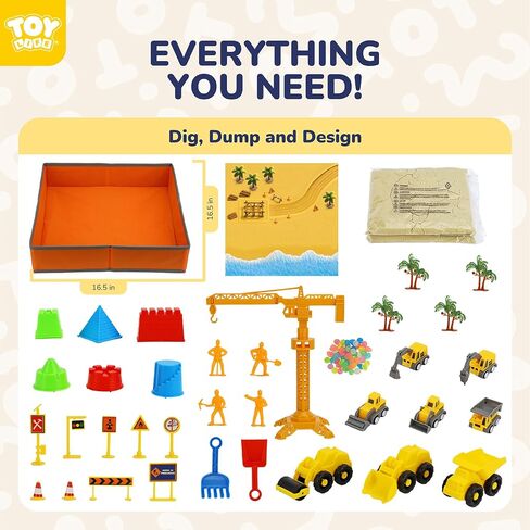 لعبة Toy Life 38 PCS مجموعة رمل رمل مع رمل كبير قابلة للطي مع رمل سحري 2.2ibs والشاحنات وقوالب القلعة وتوسيع حصيرة من جانب الشاطئ-صناديق بناء صندوق رمل داخلي للأطفال الصغار 1-3 in Kuwait