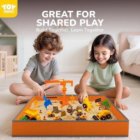 لعبة Toy Life 38 PCS مجموعة رمل رمل مع رمل كبير قابلة للطي مع رمل سحري 2.2ibs والشاحنات وقوالب القلعة وتوسيع حصيرة من جانب الشاطئ-صناديق بناء صندوق رمل داخلي للأطفال الصغار 1-3 in Kuwait