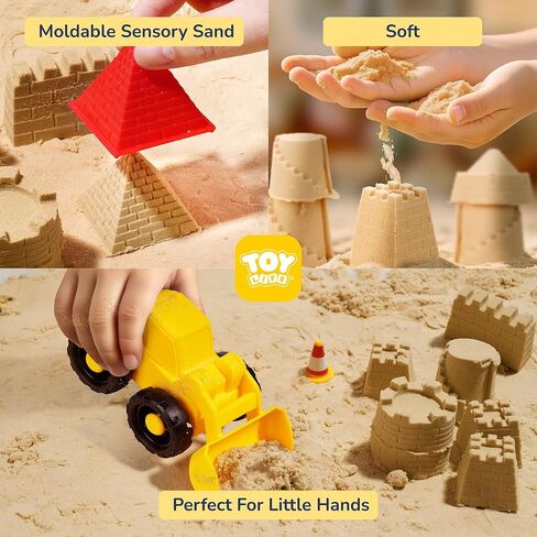 لعبة Toy Life 38 PCS مجموعة رمل رمل مع رمل كبير قابلة للطي مع رمل سحري 2.2ibs والشاحنات وقوالب القلعة وتوسيع حصيرة من جانب الشاطئ-صناديق بناء صندوق رمل داخلي للأطفال الصغار 1-3 in Kuwait