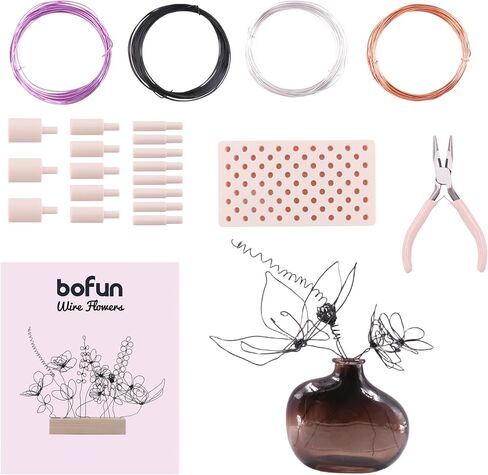 Bofun DIY الأسلاك الأسلاك مجموعة الحرف للبالغين- إنشاء باقات الأزهار المعدنية مع الأسلاك الألومنيوم والأدوات والروايات | الصفحة الرئيسية ديكو ، مركزية الزفاف ، حفلة ، هدية عيد ميلاد المرأة لأمي in Kuwait