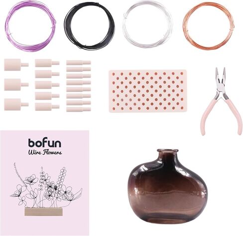Bofun DIY الأسلاك الأسلاك مجموعة الحرف للبالغين- إنشاء باقات الأزهار المعدنية مع الأسلاك الألومنيوم والأدوات والروايات | الصفحة الرئيسية ديكو ، مركزية الزفاف ، حفلة ، هدية عيد ميلاد المرأة لأمي in Kuwait