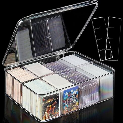 مربع تخزين بطاقات التداول الشفافة الأكريليك لعمليات التحميل العلوي ، علبة تخزين بطاقات سطح السفينة مع 16 مقسمات قابلة للتعديل ، مربع تخزين بطاقة البيسبول الواضحة لـ MTG Magnetic TCG SPORTS -Traded -Holds 2000+ in Kuwait