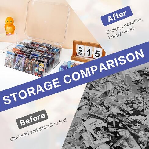 مربع تخزين بطاقات التداول الشفافة الأكريليك لعمليات التحميل العلوي ، علبة تخزين بطاقات سطح السفينة مع 16 مقسمات قابلة للتعديل ، مربع تخزين بطاقة البيسبول الواضحة لـ MTG Magnetic TCG SPORTS -Traded -Holds 2000+ in Kuwait