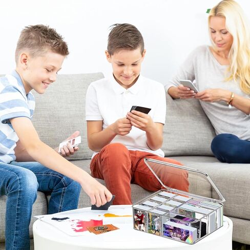 مربع تخزين بطاقات التداول الشفافة الأكريليك لعمليات التحميل العلوي ، علبة تخزين بطاقات سطح السفينة مع 16 مقسمات قابلة للتعديل ، مربع تخزين بطاقة البيسبول الواضحة لـ MTG Magnetic TCG SPORTS -Traded -Holds 2000+ in Kuwait