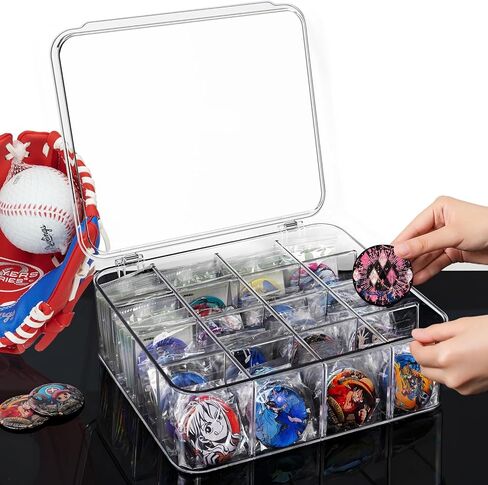 مربع تخزين بطاقات التداول الشفافة الأكريليك لعمليات التحميل العلوي ، علبة تخزين بطاقات سطح السفينة مع 16 مقسمات قابلة للتعديل ، مربع تخزين بطاقة البيسبول الواضحة لـ MTG Magnetic TCG SPORTS -Traded -Holds 2000+ in Kuwait