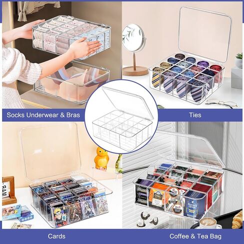 مربع تخزين بطاقات التداول الشفافة الأكريليك لعمليات التحميل العلوي ، علبة تخزين بطاقات سطح السفينة مع 16 مقسمات قابلة للتعديل ، مربع تخزين بطاقة البيسبول الواضحة لـ MTG Magnetic TCG SPORTS -Traded -Holds 2000+ in Kuwait