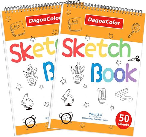 لوحة رسم Dagoucolor للأطفال ، كتاب رسم 9 "x12" ، 50 ورقة ، ورق الرسم السلس المربو in Kuwait