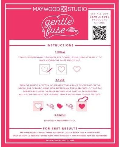 Maywood Gentle Fuse Paper-Backed Fusible Web – 20" x 5 Yards Roll – Soft, No-Fray Appliqué Backing for Quilting, Sewing & Fabric Crafts – Needle-Safe, No Residue, Easy to Cut & Fuse in Saudi Arabia