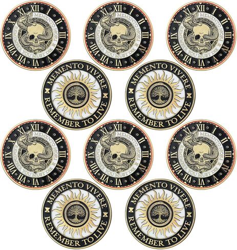 Misdary 20 Pcs Memento Mori Coin Memento Vivere Reminder Token Metal Skull Challenge Coin Medallion Stoicism Gift Challenge Stoic Reminder Pendant for Practice Stoic (Classic Style,Copper) in Saudi Arabia
