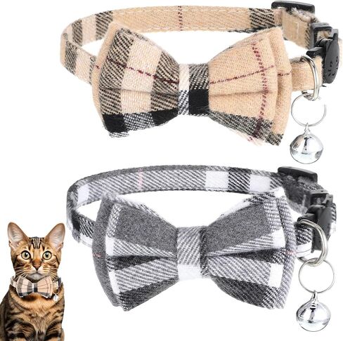 2 PCS Cat Cat Twhible مع أجراس كات طوق الانفصال اللطيف بوتي بلود الياقات مع إكسسوارات هريرة قابلة للتعديل ناعمة للقطط الداخلية والحيوانات الأليفة الصغيرة in Saudi Arabia