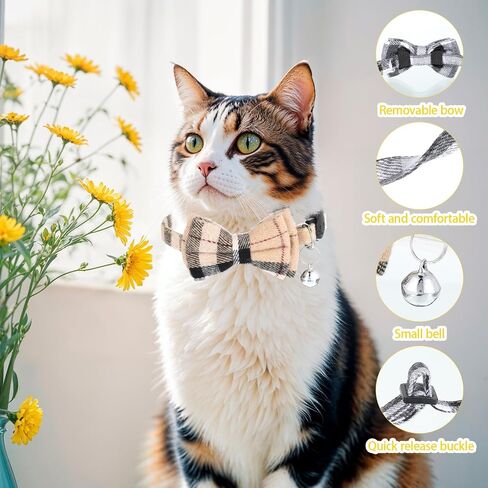 2 PCS Cat Cat Twhible مع أجراس كات طوق الانفصال اللطيف بوتي بلود الياقات مع إكسسوارات هريرة قابلة للتعديل ناعمة للقطط الداخلية والحيوانات الأليفة الصغيرة in Saudi Arabia
