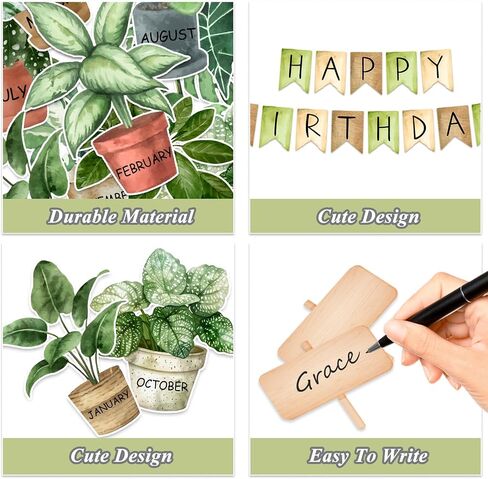 65 PCS Greenery Greenery Birthday Bulletin Board Decoration مجموعة ألوان مائية محفوظة بوعاء القطع مرة أخرى in Saudi Arabia