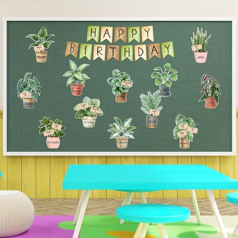 65 PCS Greenery Greenery Birthday Bulletin Board Decoration مجموعة ألوان مائية محفوظة بوعاء القطع مرة أخرى in Saudi Arabia