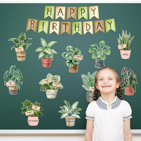 65 PCS Greenery Greenery Birthday Bulletin Board Decoration مجموعة ألوان مائية محفوظة بوعاء القطع مرة أخرى in Saudi Arabia