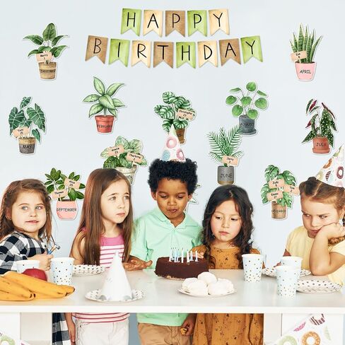 65 PCS Greenery Greenery Birthday Bulletin Board Decoration مجموعة ألوان مائية محفوظة بوعاء القطع مرة أخرى in Saudi Arabia