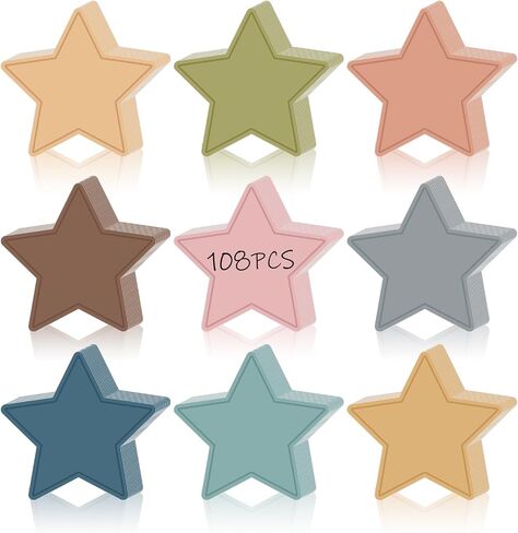 108 Pcs Paper Star Cutouts 3.5 Inch Double Printed Star DIY Craft Boho Bulletin Board Classroom Wall Decorations (Boho Dark 108) in Saudi Arabia